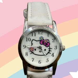 Sanrio Hello Kitty Flower White Belt Watch New Battery